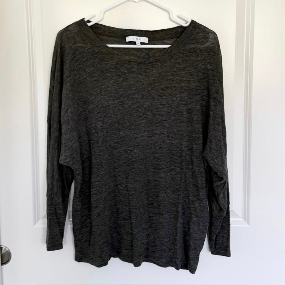 IRO Dohan Linen Ling Sleeve Top Gray Medium